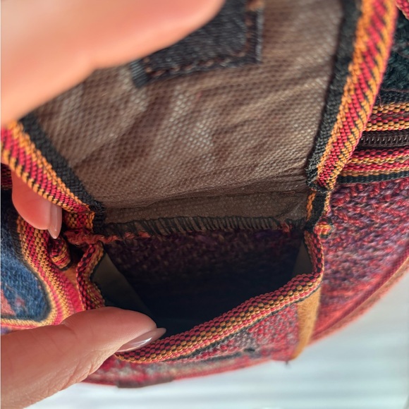 Boho Round Crossbody Bag in Red and Black - Picture 8 of 10